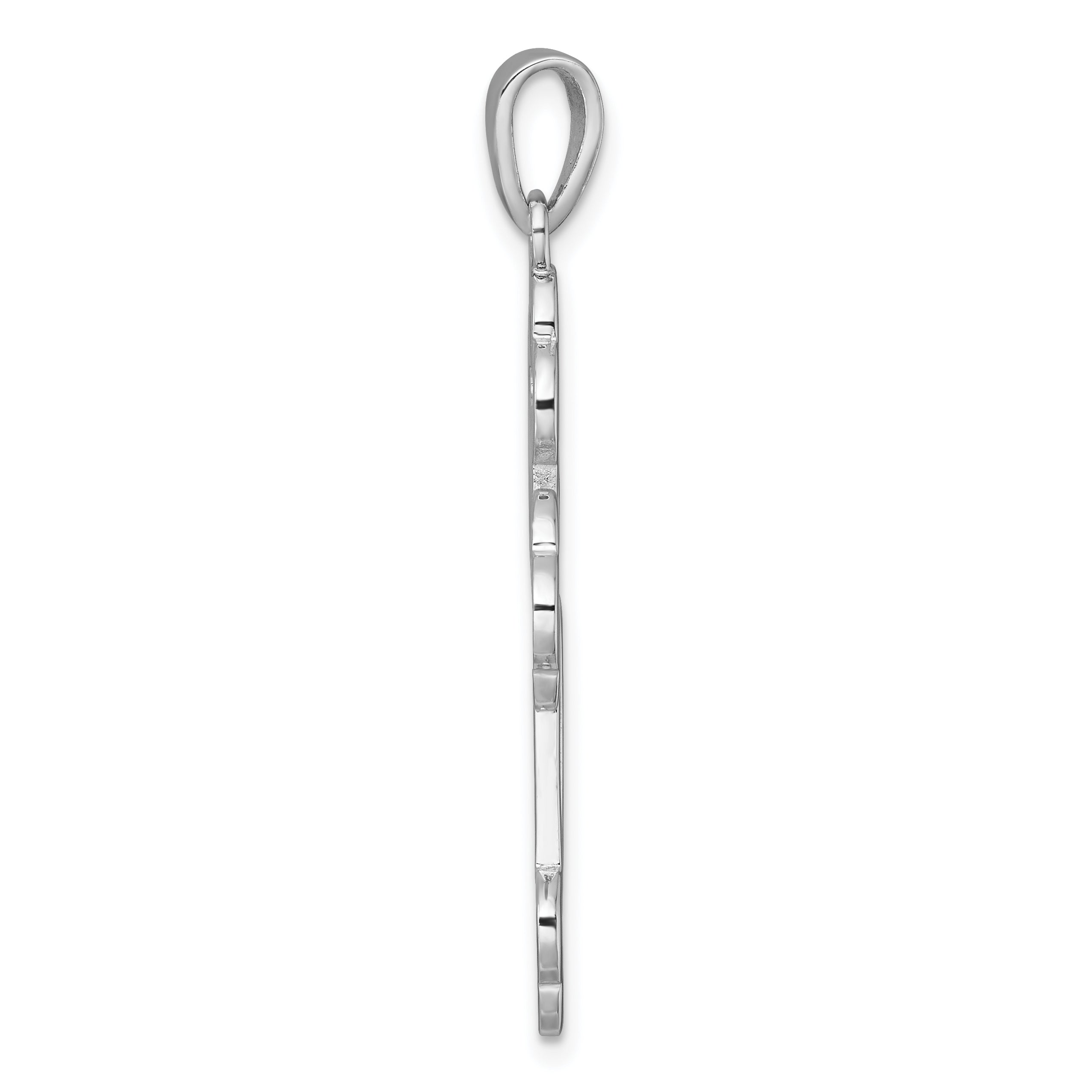 Sterling Silver Rhodium-plated Polished Cutout Budded CroSterling Silver Pendant Secondary image