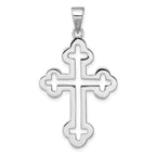 Sterling Silver Rhodium-plated Polished Cutout Budded Cross Pendant
