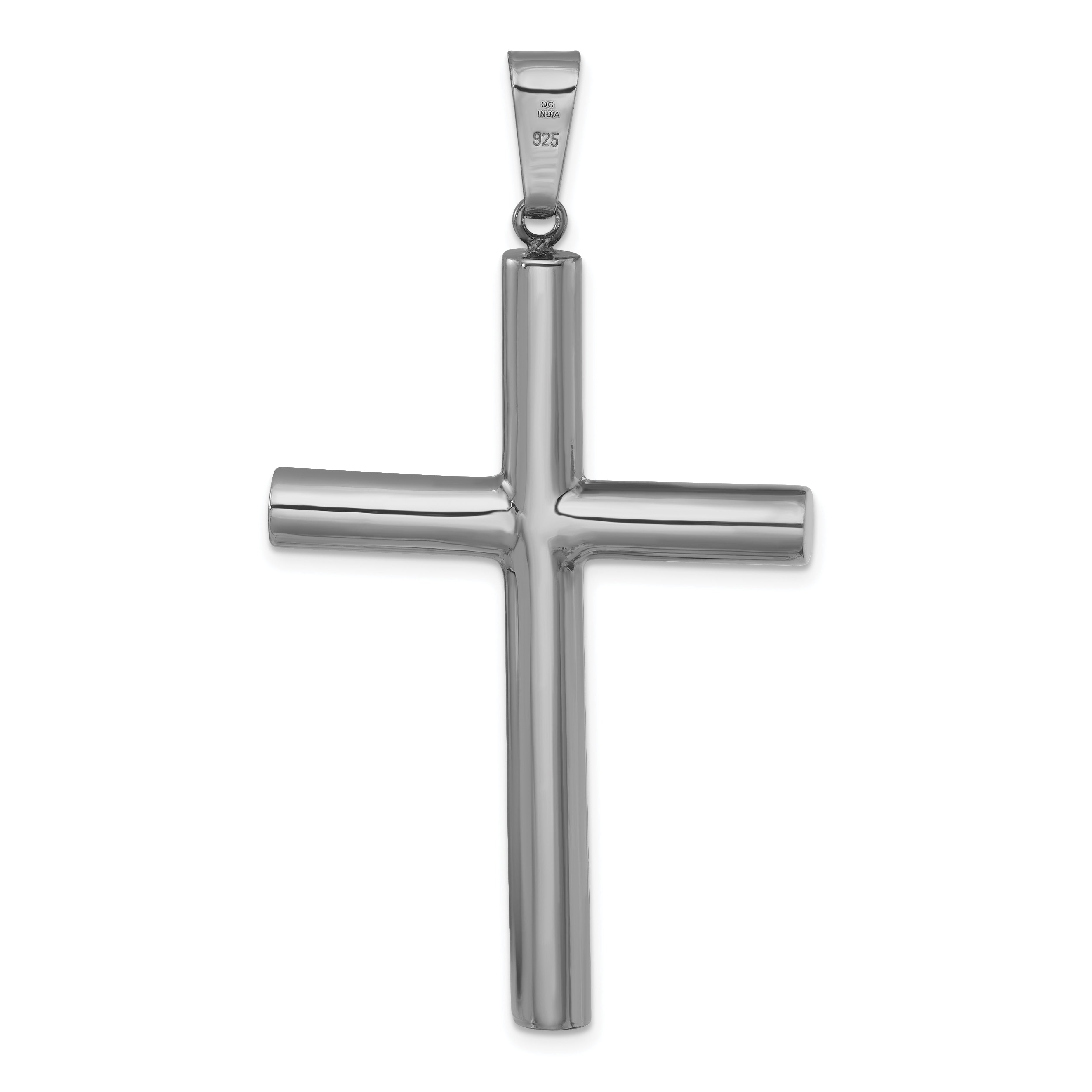 Sterling Silver Ruthenium-plated Polished Hollow Latin Cross Pendant