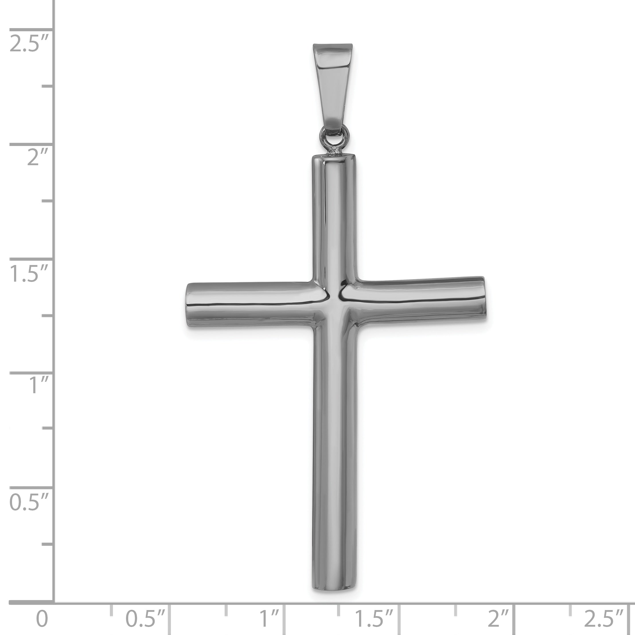 Sterling Silver Ruthenium-plated Polished Hollow Latin Cross Pendant