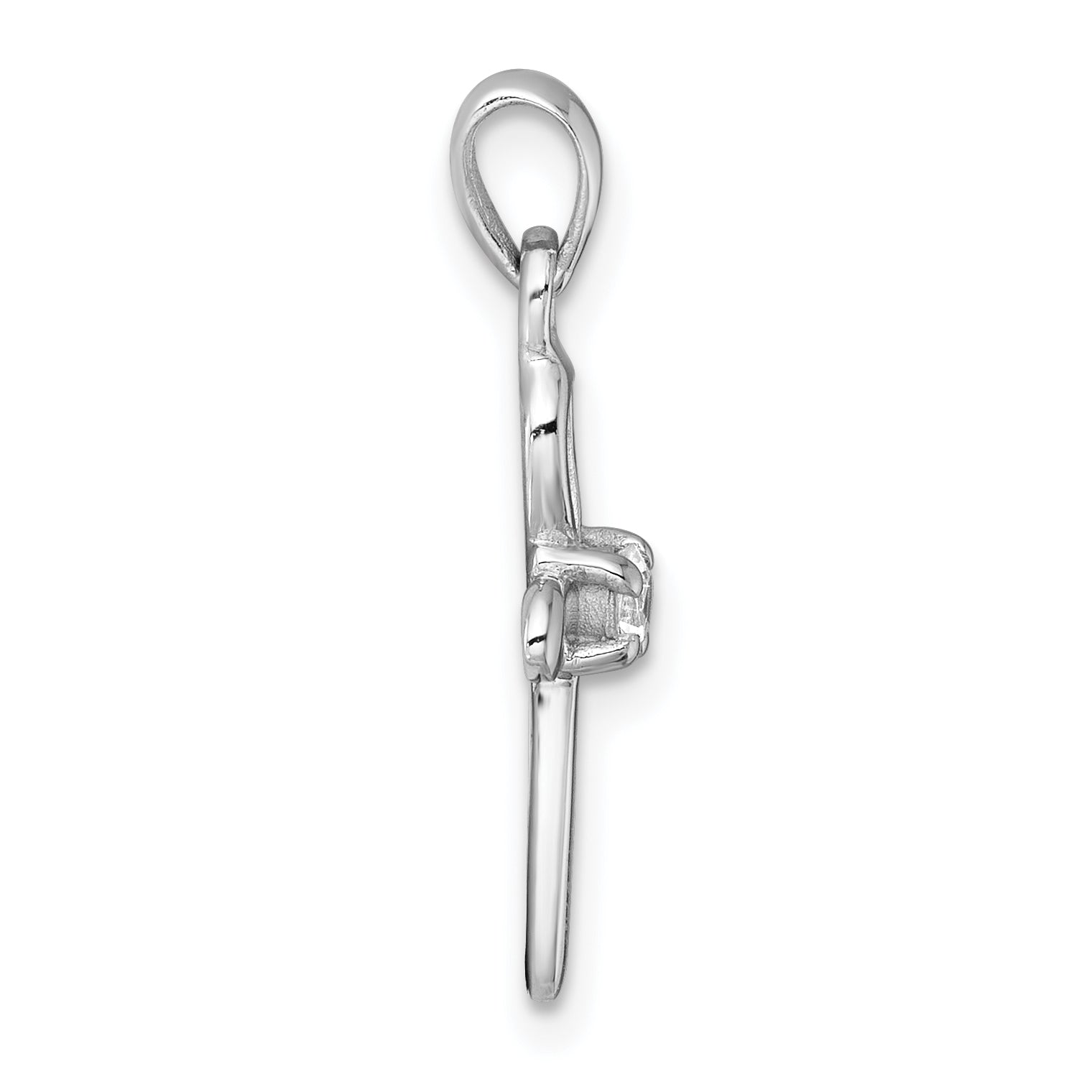 Sterling Silver Rhodium-plated Polished CZ Cross Pendant