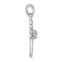 Sterling Silver Rhodium-plated Polished CZ Cross Pendant