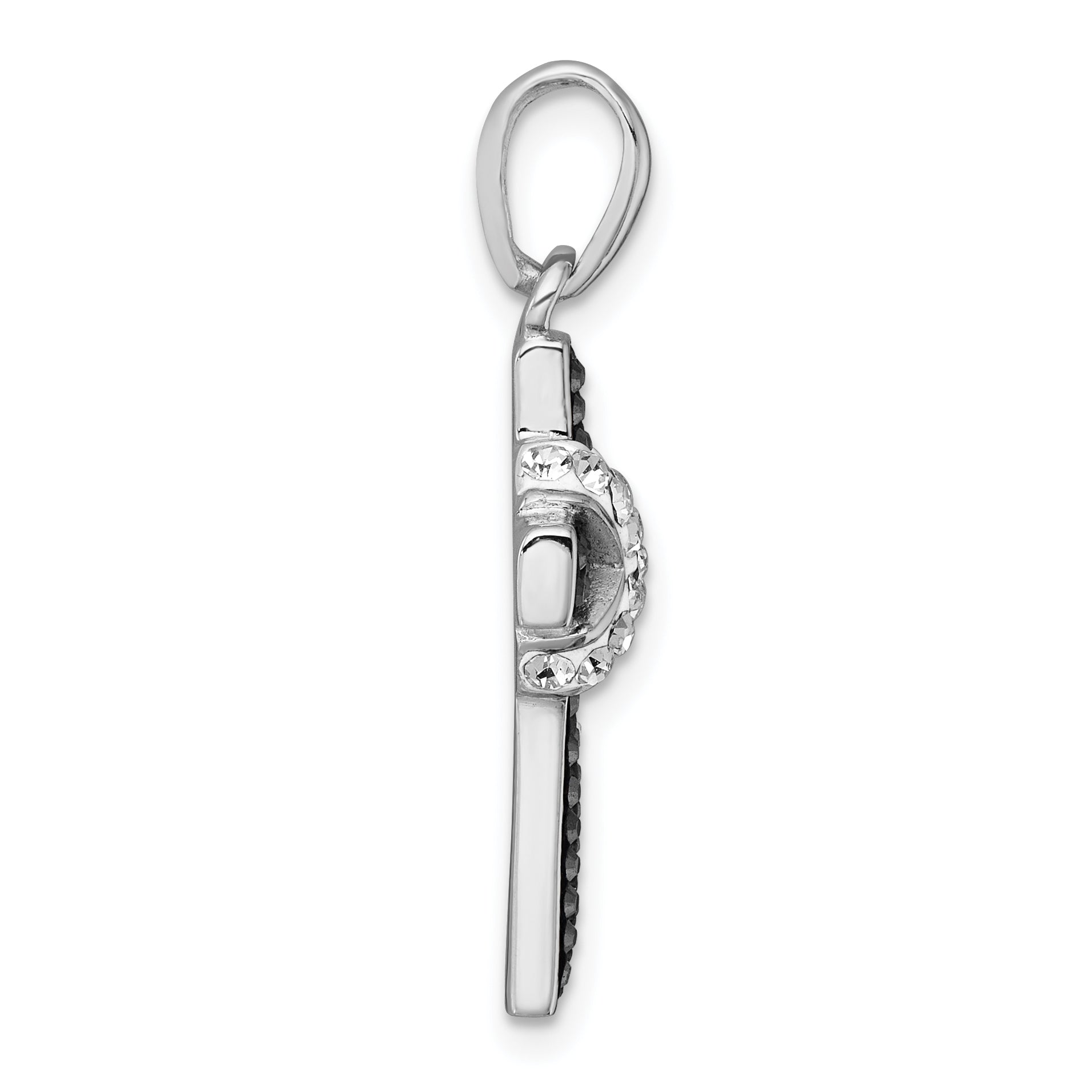 sterling Silver Rhodium-plated Black And White Crystal -X- CroSterling Silver Pendant Secondary image
