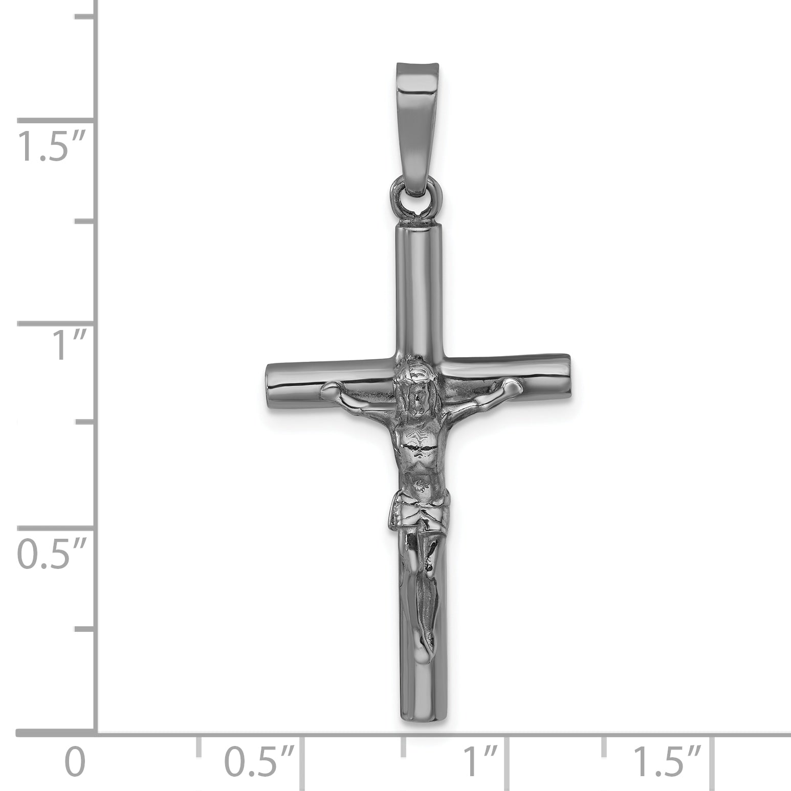 Sterling Silver Ruthenium-plated Polished Crucifix Pendant