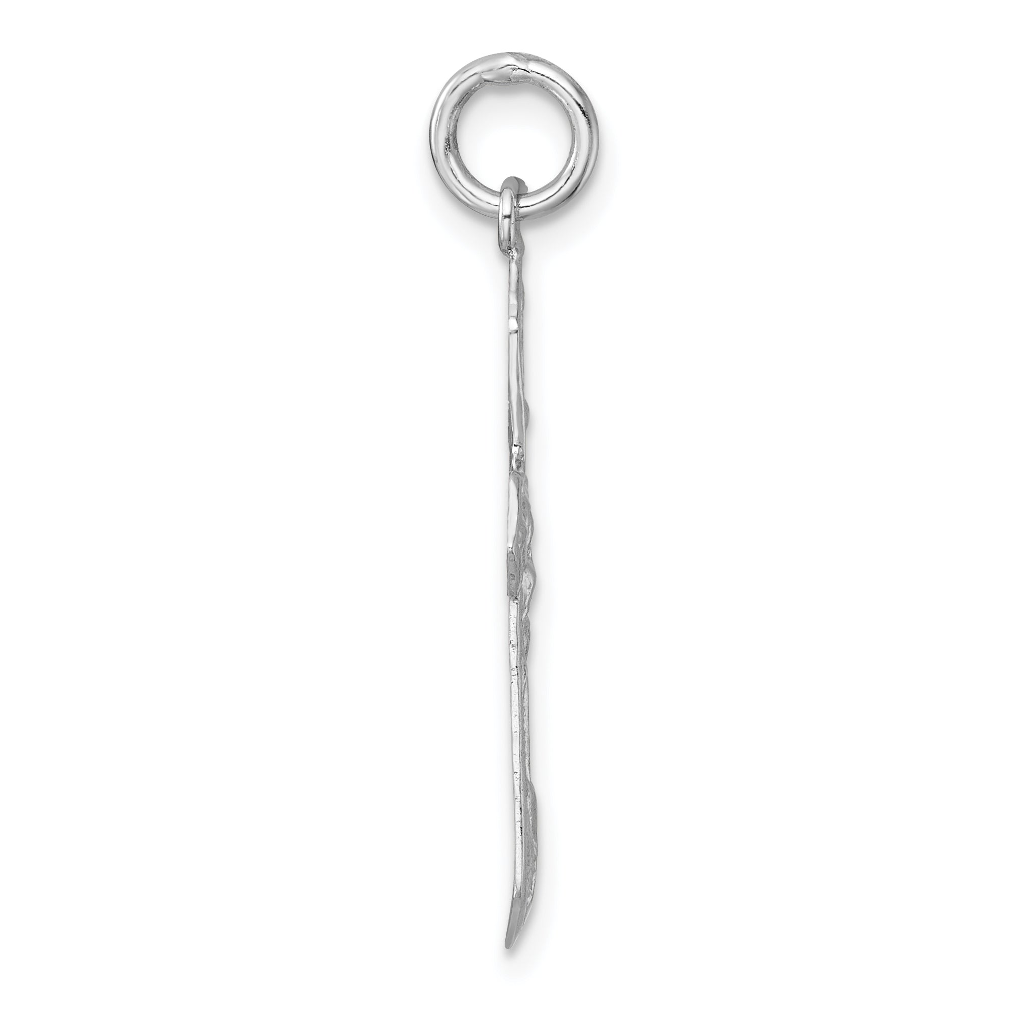 Sterling Silver Rhodium-plated Polished And Textured Crucifix Pendant