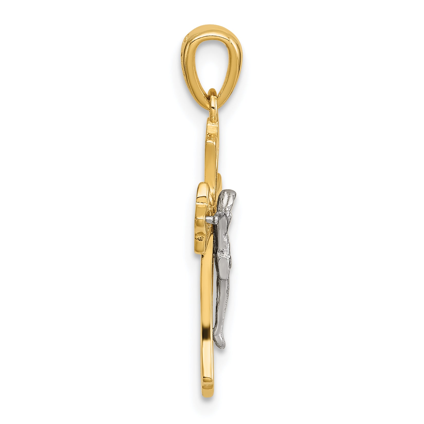 Sterling Silver Gold-tone and Rhodium-plated Polished Crucifix CroSterling Silver Pendant Secondary image