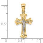 Sterling Silver Gold-tone and Rhodium-plated Polished Crucifix Cross Pendant