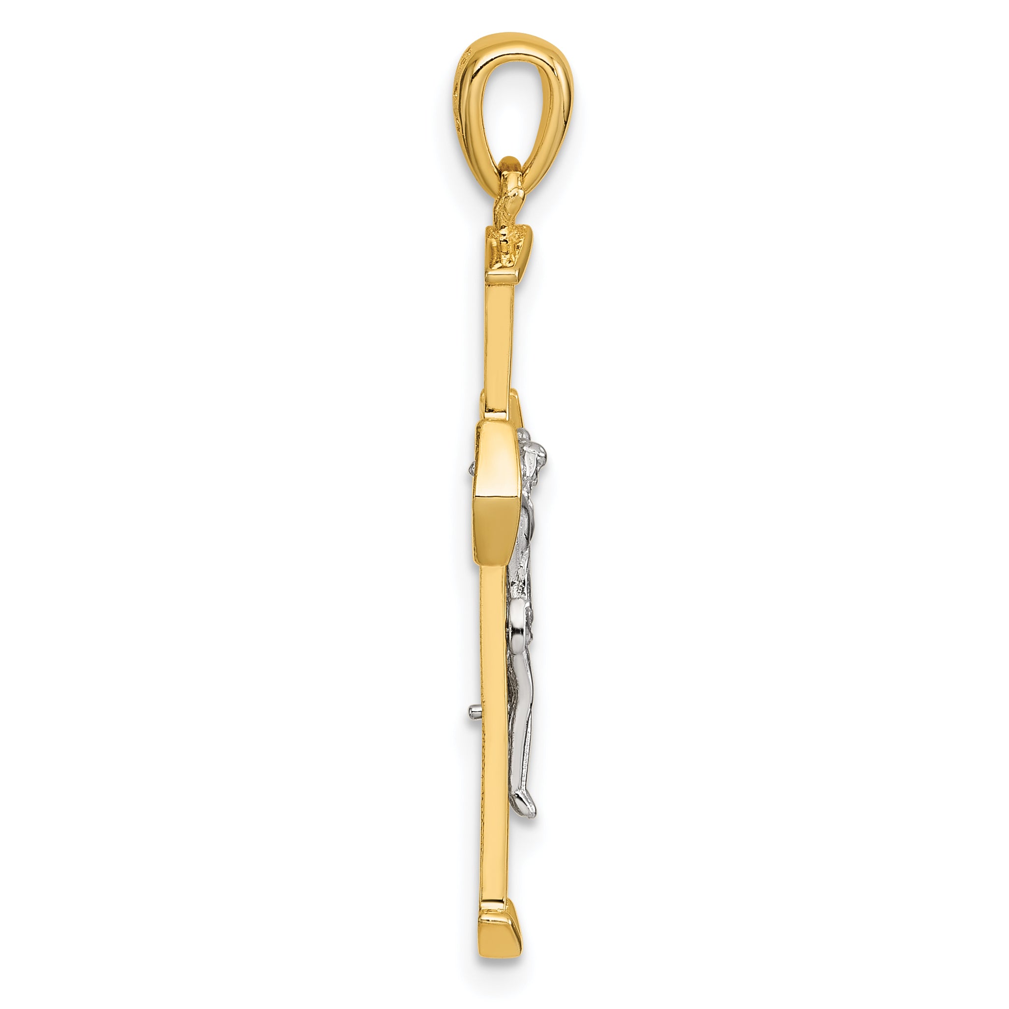 Sterling Silver Gold-tone and Rhodium-plated Polished Crucifix CroSterling Silver Pendant Secondary image