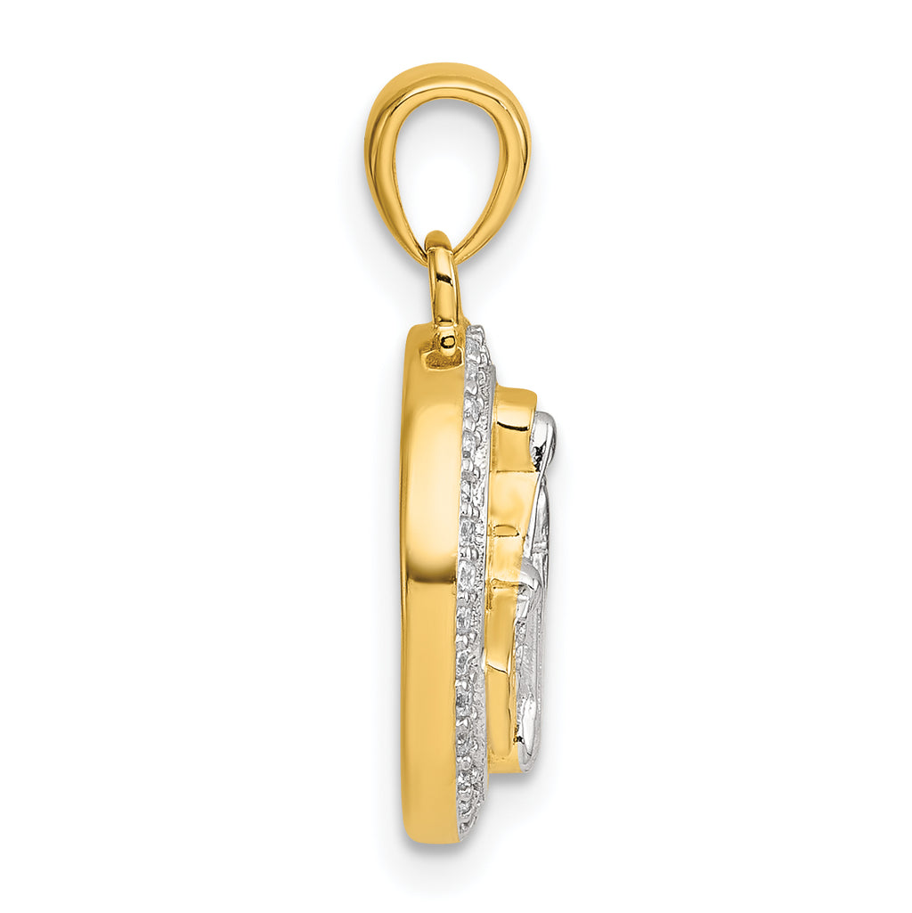 Sterling Silver Gold-tone and Rhodium-plated Polished Miraculous Medal Pendant