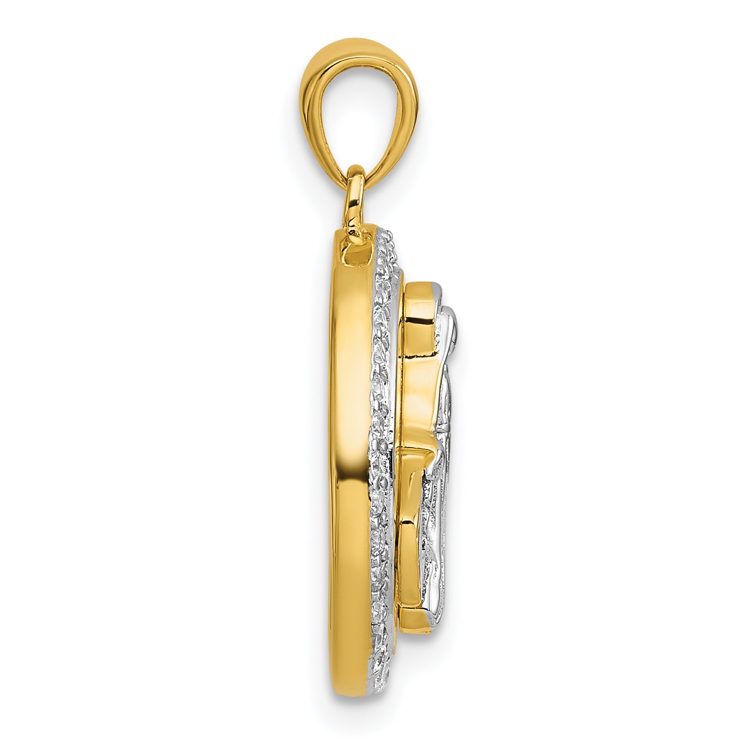 Sterling Silver Gold-tone and Rhodium-plated Polished Miraculous Medal Pendant