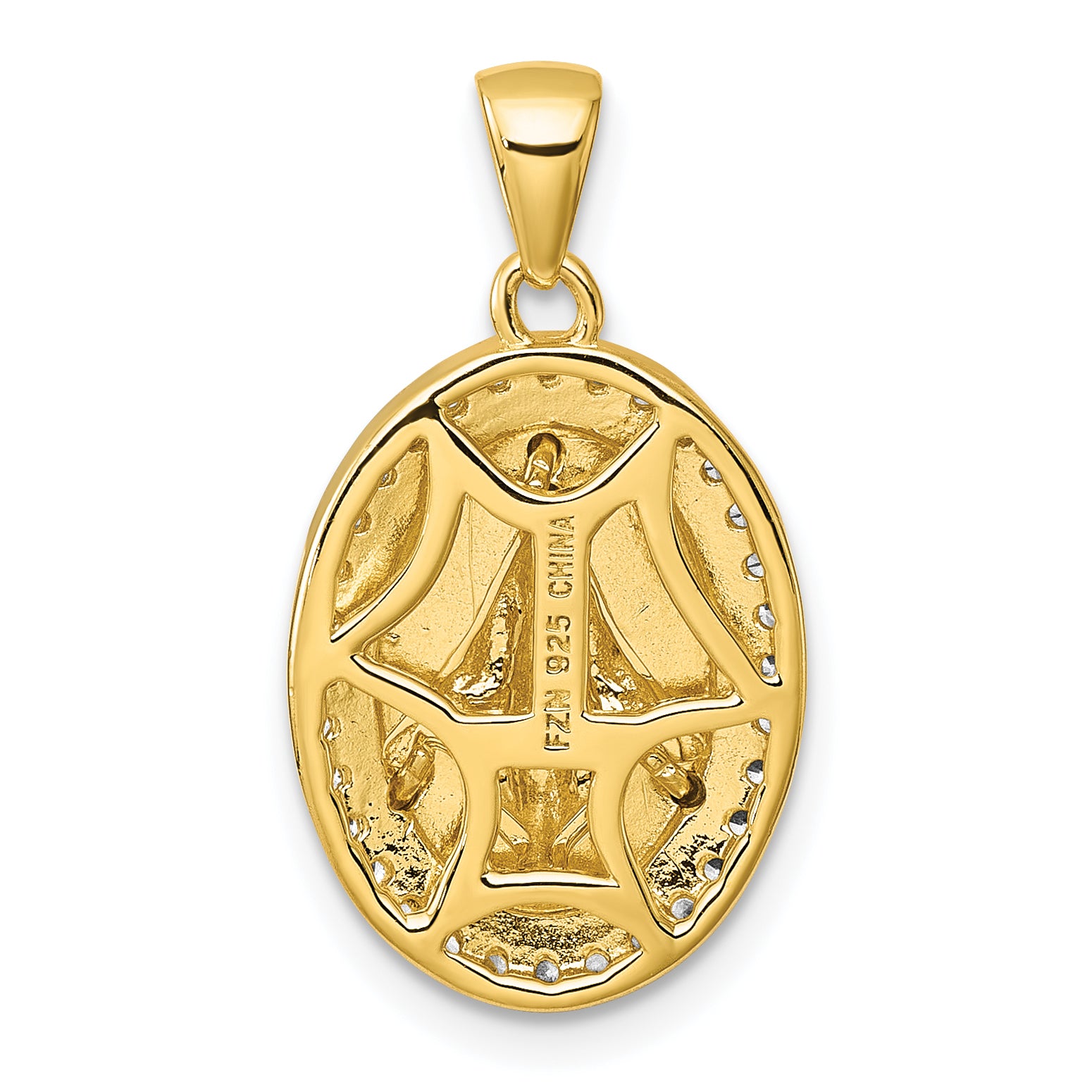 Sterling Silver Gold-tone and Rhodium-plated Polished Miraculous Medal Pendant