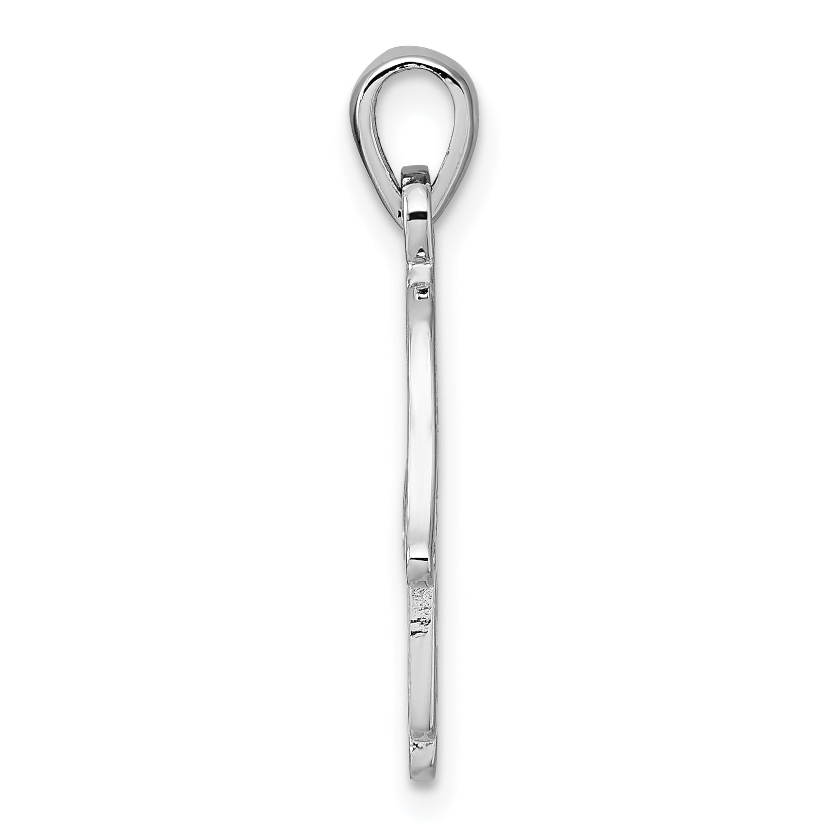 Sterling Silver Rhodium-plated Polished And Textured Pierced Hamsa Pendant Secondary image