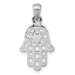 Sterling Silver Rhodium-plated Polished And Textured Pierced Hamsa Pendant