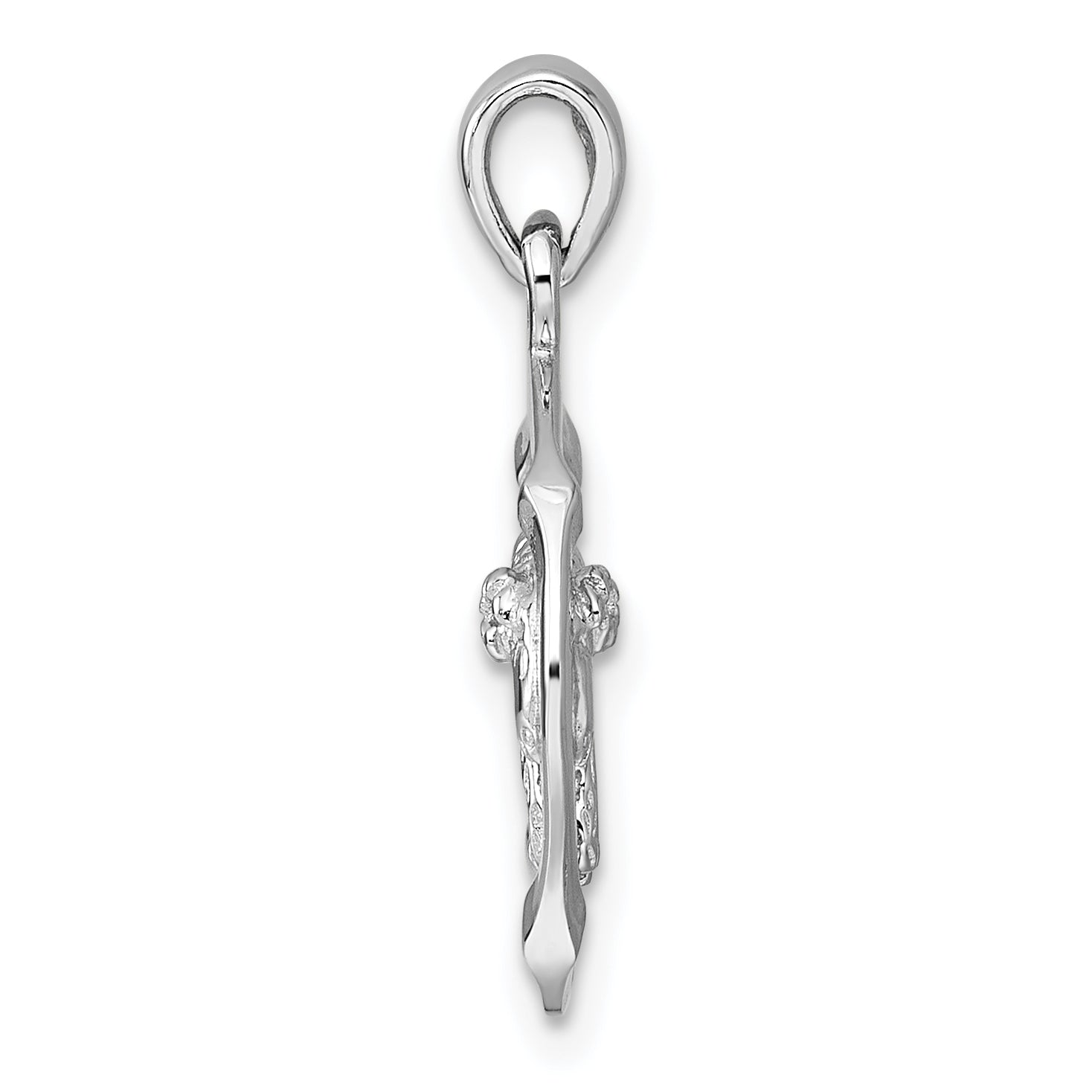 Sterling Silver Rhodium-plated Polished Reversible Aries Ram in Circle Zodiac Pendant Secondary image