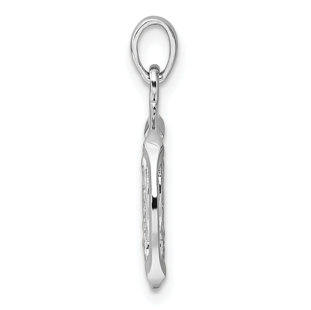 Sterling Silver Rhodium-plated Polished Reversible Cancer Crab in Circle Zodiac Pendant