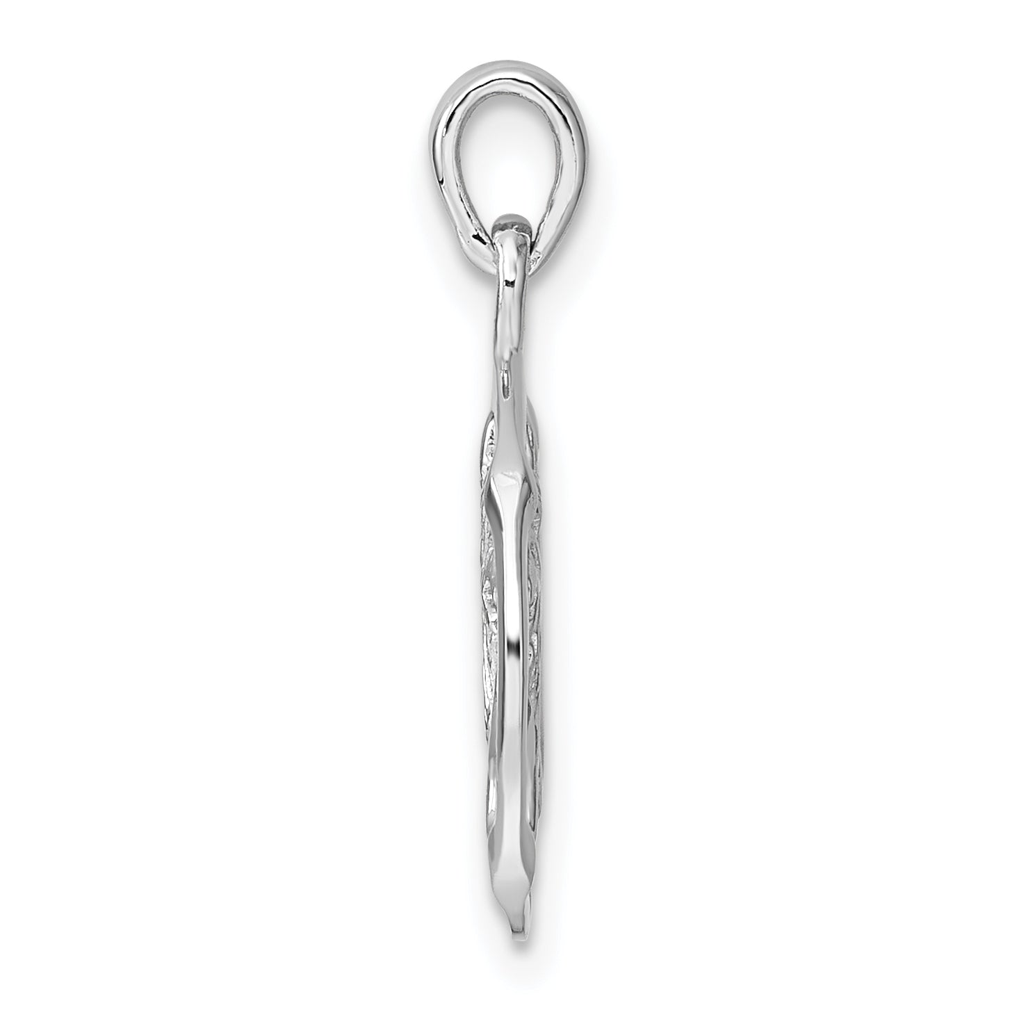 Sterling Silver Rhodium-plated Polished Reversible Leo Lion in Circle Zodiac Pendant Secondary image