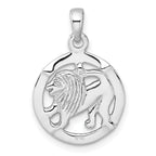 Sterling Silver Rhodium-plated Polished Reversible Leo Lion in Circle Zodiac Pendant
