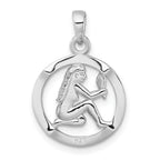 Sterling Silver Rhodium-plated Polished Reversible Virgo in Circle Zodiac Pendant