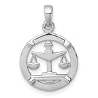 Sterling Silver Rhodium-plated Polished Reversible Libra Scales in Circle Zodiac Pendant