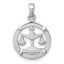 Sterling Silver Rhodium-plated Polished Reversible Libra Scales in Circle Zodiac Pendant