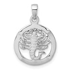 Sterling Silver Rhodium-plated Polished Reversible Scorpio in Circle Zodiac Pendant