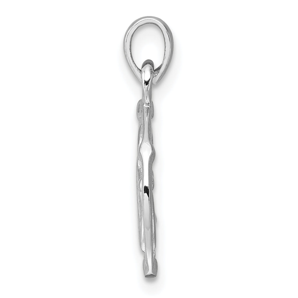 Sterling Silver Rhodium-plated Polished Reversible Sagittarius in Circle Zodiac Pendant