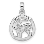 Sterling Silver Rhodium-plated Polished Reversible Capricorn Goat in Circle Zodiac Pendant