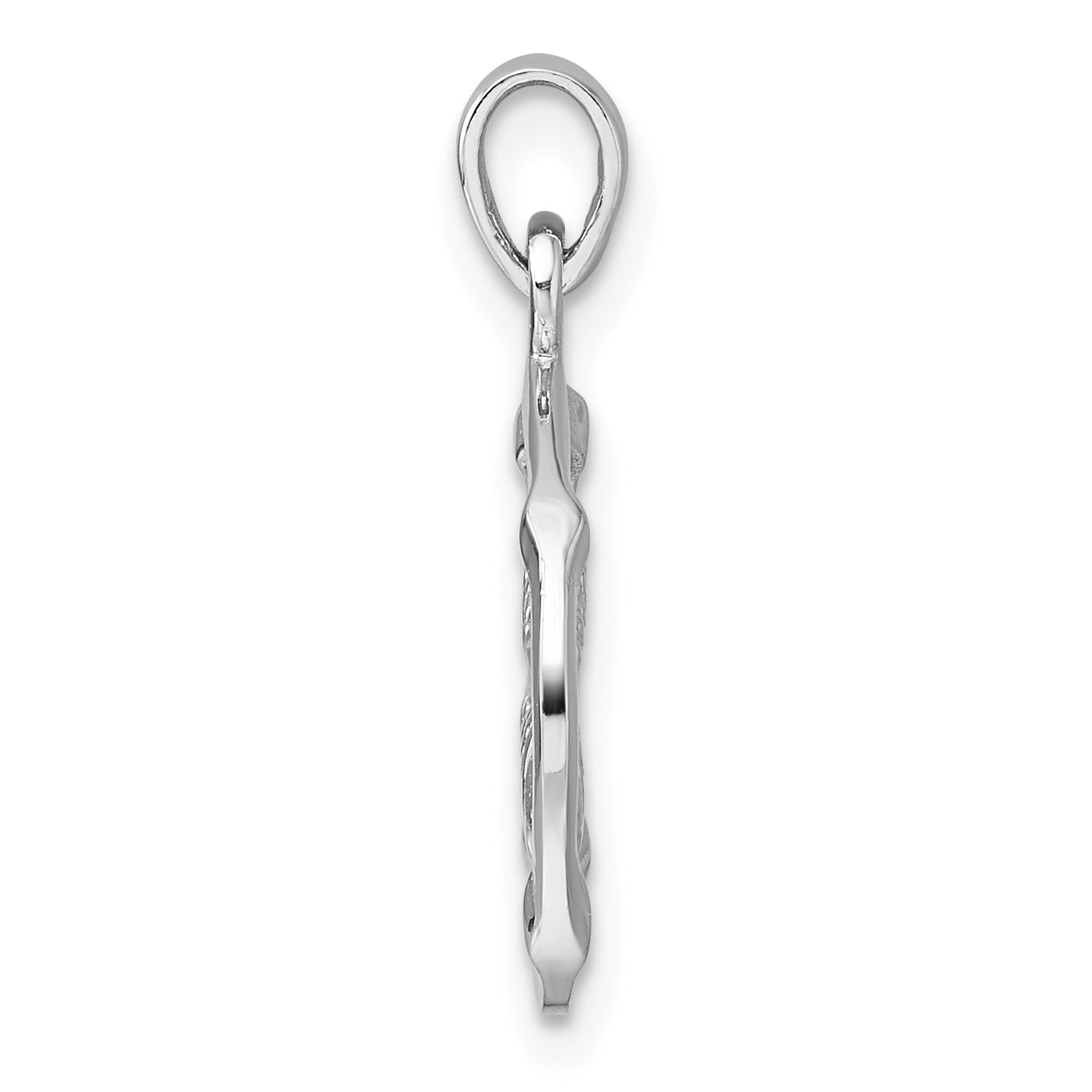 Sterling Silver Rhodium-plated Polished Reversible Pisces Fish in Circle Zodiac Pendant Secondary image