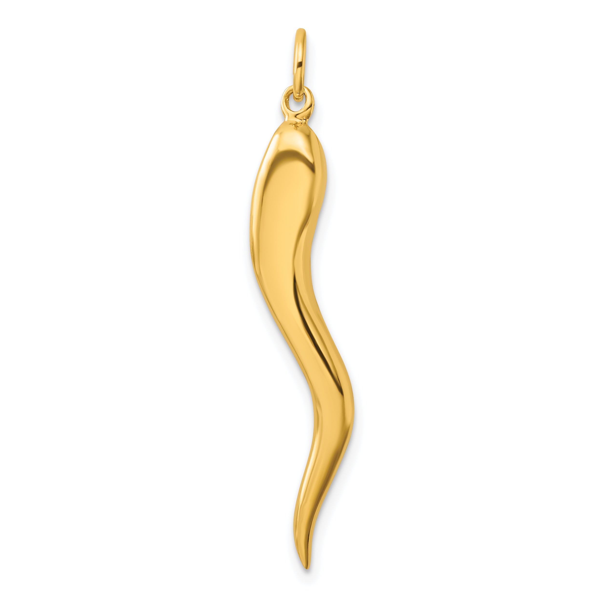 Sterling Silver Gold-tone Polished Italian Horn Pendant Main image