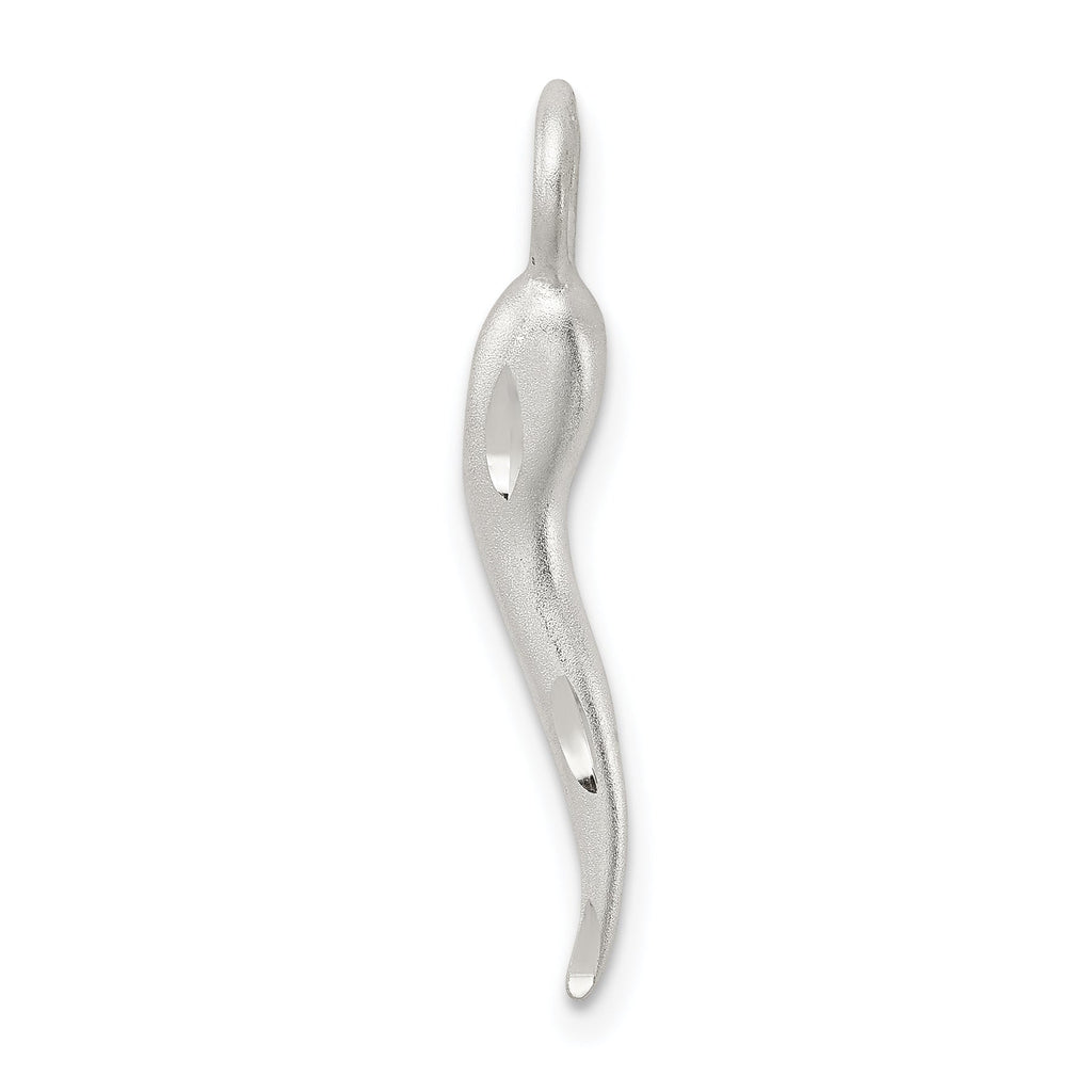Sterling Silver 925 Italian Horn Charm with Satin Finish and 3D Design