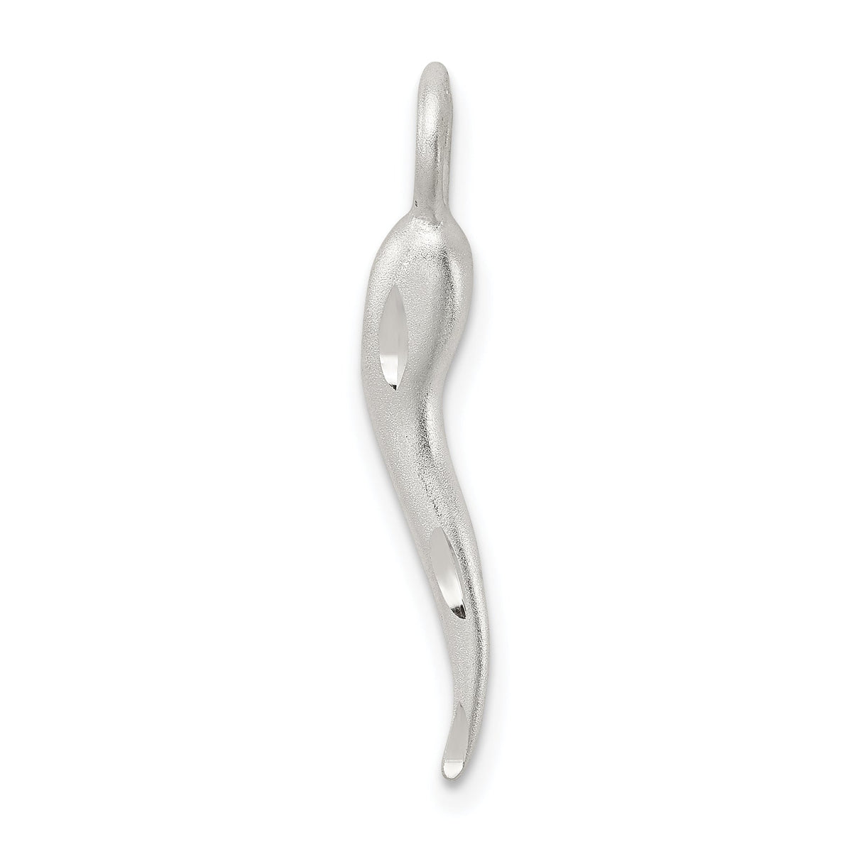 Sterling Silver 925 Italian Horn Charm with Satin Finish and 3D Design