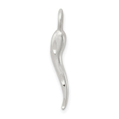 Sterling Silver 925 Italian Horn Charm with Satin Finish and 3D Design