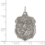 Sterling Silver Antiqued St. Michael Badge Medal Pendant