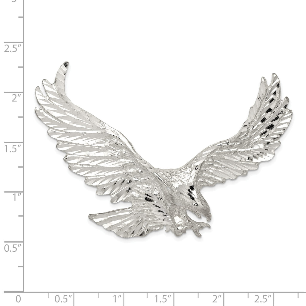 Eagle Pendant in Sterling Silver, 47mm Textured & Diamond-Cut - Sophia Jewelers