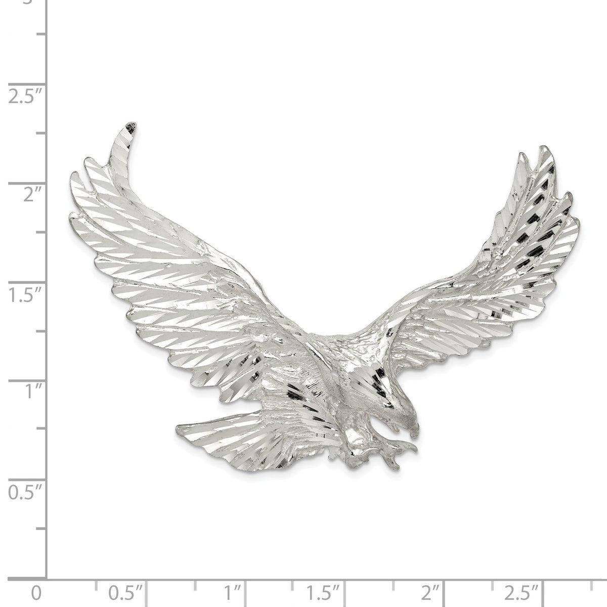 Eagle Pendant in Sterling Silver, 47mm Textured & Diamond-Cut - Sophia Jewelers