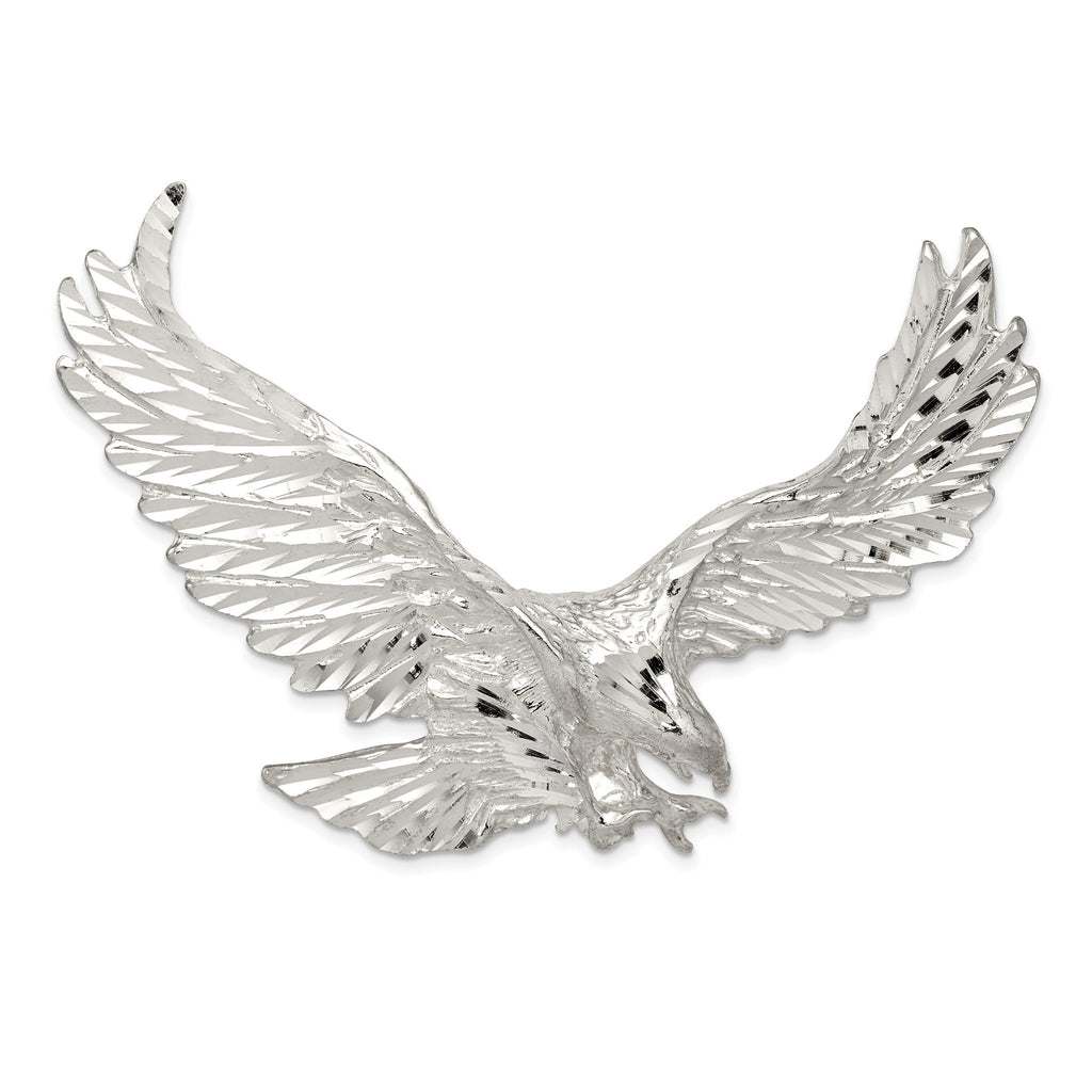Eagle Pendant in Sterling Silver, 47mm Textured & Diamond-Cut - Sophia Jewelers
