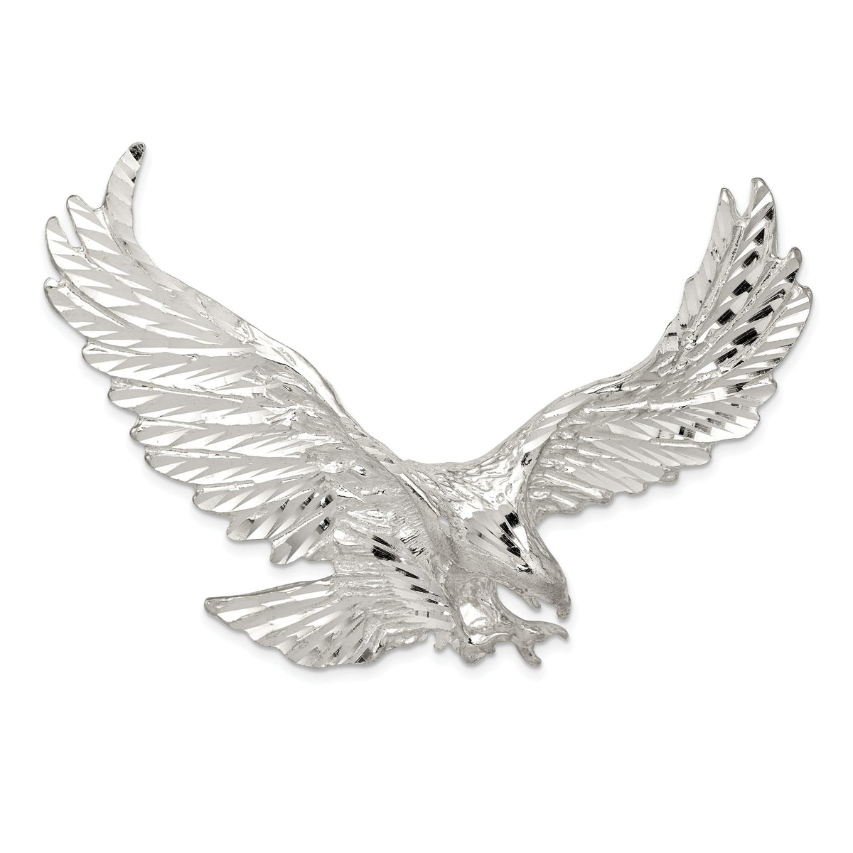 Eagle Pendant in Sterling Silver, 47mm Textured & Diamond-Cut - Sophia Jewelers