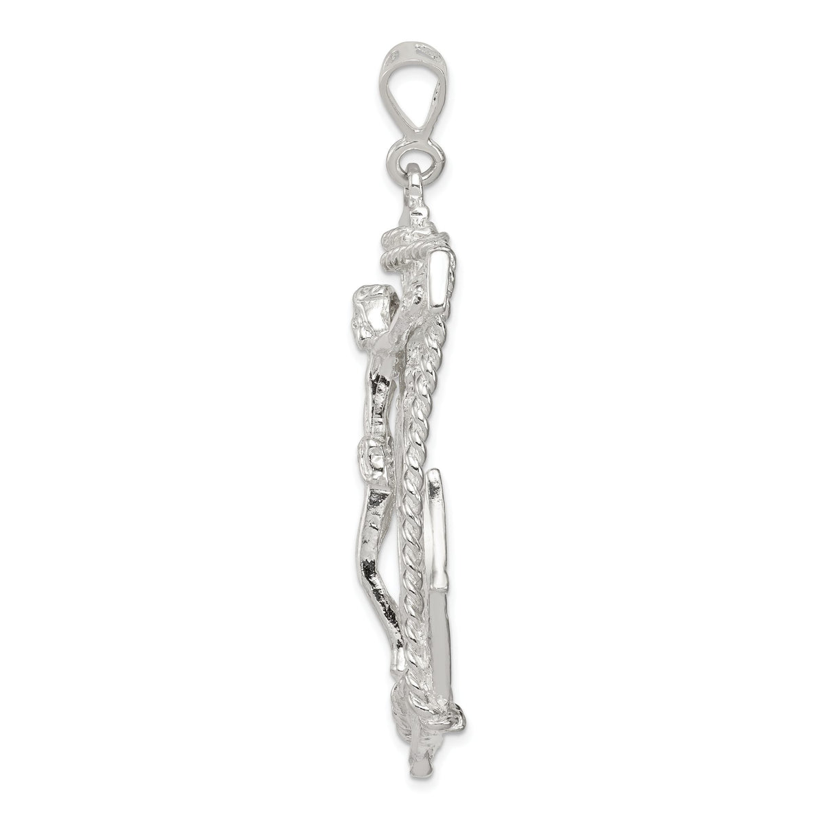 Mariner Cross Pendant in Sterling Silver, 66mm Textured & Diamond-Cut - Sophia Jewelers