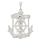 Mariner Cross Pendant in Sterling Silver, 66mm Textured & Diamond-Cut - Sophia Jewelers
