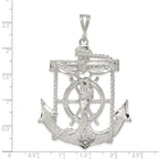 Mariner Cross Pendant in Sterling Silver, 66mm Textured & Diamond-Cut - Sophia Jewelers
