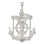 Mariner Cross Pendant in Sterling Silver, 66mm Textured & Diamond-Cut - Sophia Jewelers