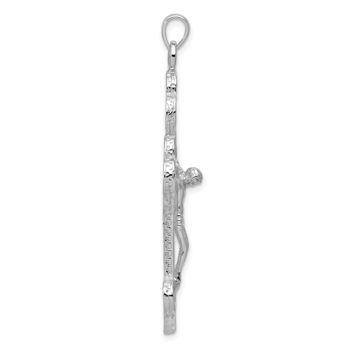 Crucifix Pendant in Sterling Silver, 61mm Textured & Diamond-Cut - Sophia Jewelers