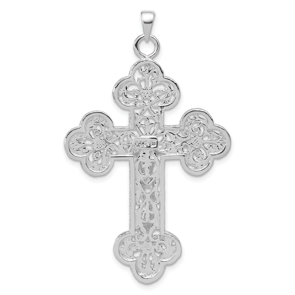 Crucifix Pendant in Sterling Silver, 61mm Textured & Diamond-Cut - Sophia Jewelers