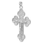 Crucifix Pendant in Sterling Silver, 61mm Textured & Diamond-Cut - Sophia Jewelers