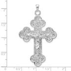 Crucifix Pendant in Sterling Silver, 61mm Textured & Diamond-Cut - Sophia Jewelers