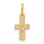 Sterling Silver Gold-tone CZ Cross Charm