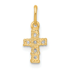 Sterling Silver Gold-tone CZ Cross Charm