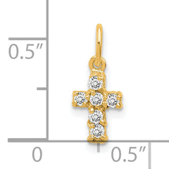 Sterling Silver Gold-tone CZ Cross Charm