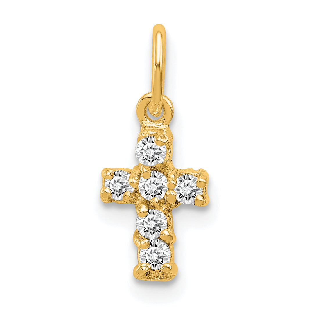 Sterling Silver Gold-tone CZ Cross Charm