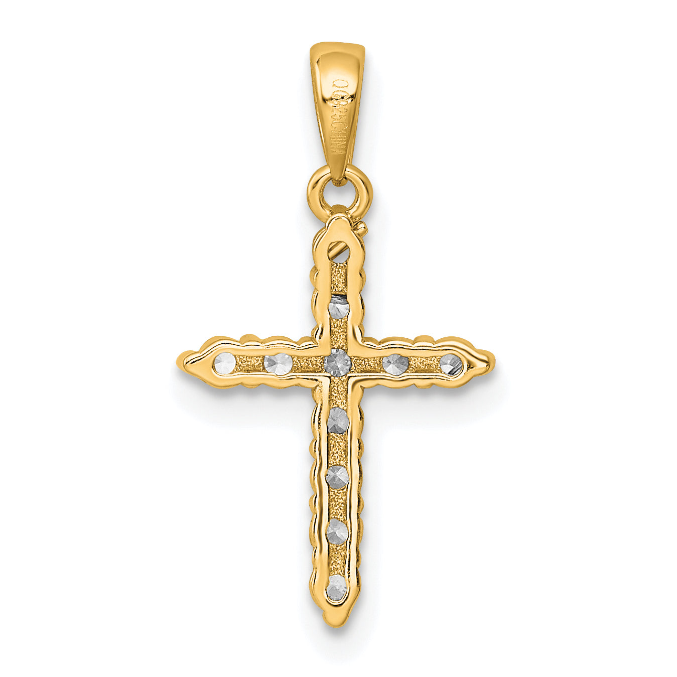 Sterling Silver Gold-tone CZ Cross Pendant